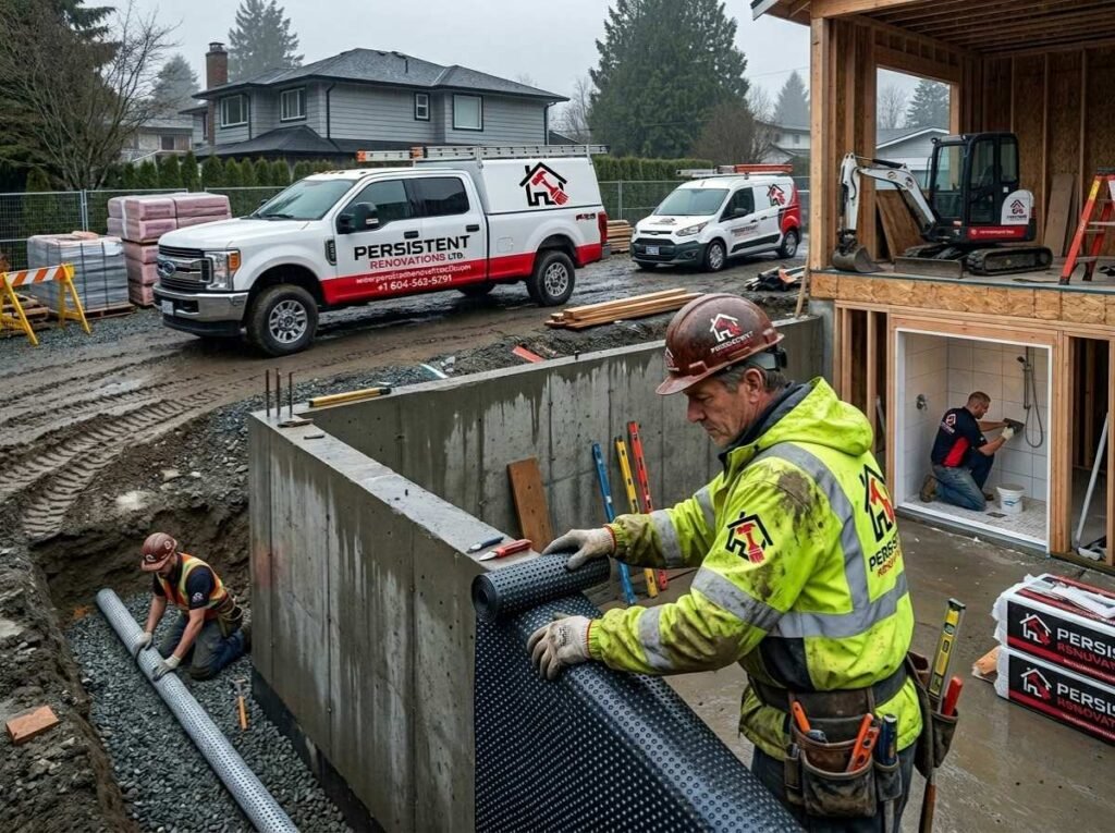 Basement waterproofing process in Vancouver BC to prevent moisture and leaks