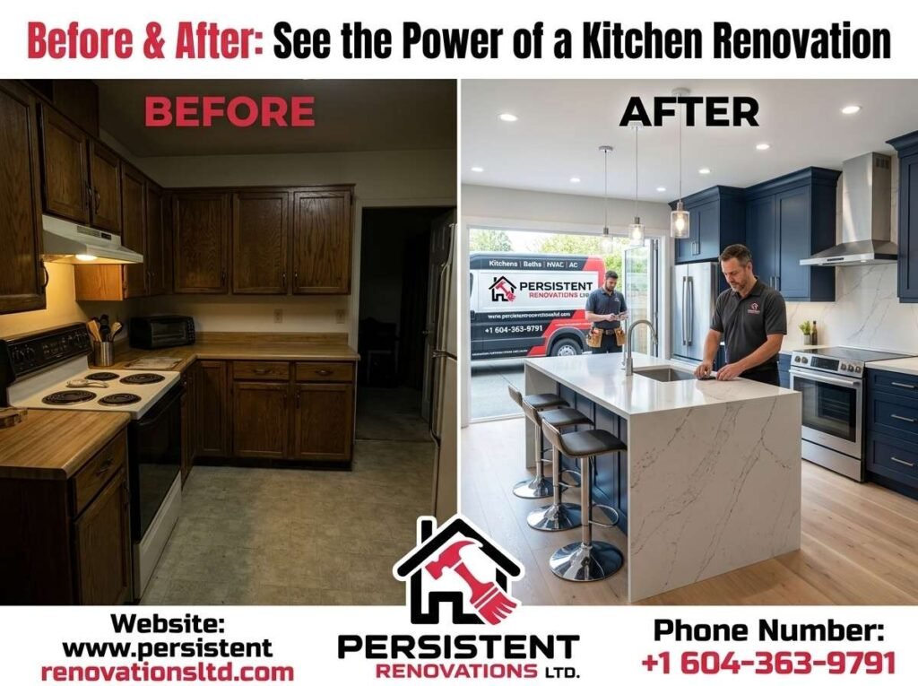 before and after kitchen renovation Vancouver modern remodel transformation