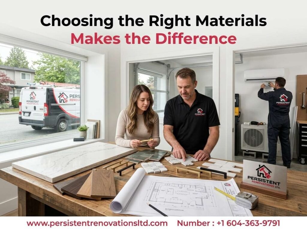 kitchen renovation materials quartz countertops cabinet samples Vancouver